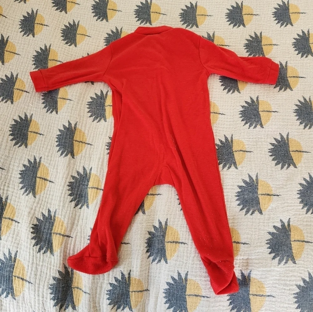 Baby B'Gosh Vtg Embroidered Logo Footie Sleeper Red Medium 19lbs Long Sleeve